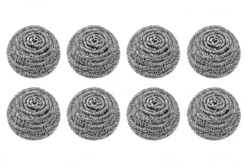 Stainless Steel Scourer Metal Scouring Pad Steel Wire Brush Sponge Heavy Duty Dish Washing up Scrubber Rust-Resistant Multipurpose Cleaner Scouring Kitchen Cleaning For Pots Pans Grease Remover(8pc)