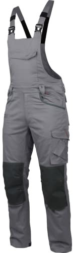 WÜRTH MODYF Arbeitslatzhose Stretch X - professionelle Arbeitshose für Herren - Latzhose mit Reißverschluss - in der Größe 46 in Grau