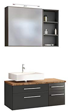 Unterbecken-Set Gästebad Waschplatz Badezimmer Waschplatz Badmöbel Davos XVI Graphit/Grau-Matt
