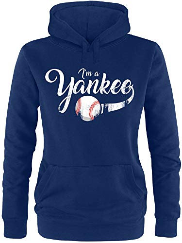 EZYshirt® I`am a Yankee Baseball Shirt Pullover Damen | Frauen Kapuzenpullover | Hoodie