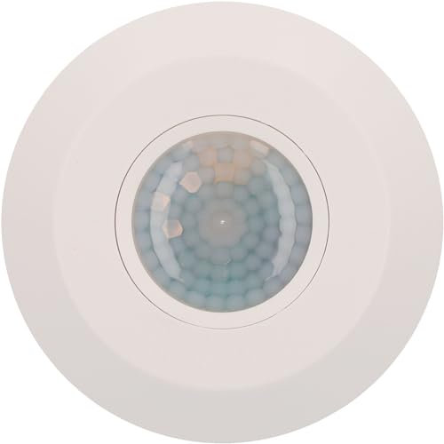 UNITEC Rilevatore di movimento a infrarossi con sensore a 360° per interni, IP20, portata di 6 m, da parete, durata della luce regolabile individualmente, 5 diverse modalità, bianco, 2000 W
