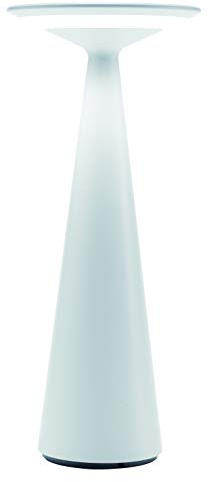 Zafferano, Dama Pro Lampe, Wiederaufladbare und Kabellose Tischlampe mit Touch Control, Geeignet für den Innen- und Außenbereich, Dimmer, 2200-3000 K, Höhe 29 cm, Farbe Weiß