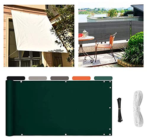 Amcerd Balkon Sichtschutz Ohne Bohren 60x450cm, Polyester Sonnensegel Sonnenschutz, Balkonverkleidung, Leicht Transparent Wind (viele Längen & Breiten Zur Auswahl)