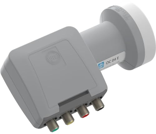 WISI Universal Quattro-LNB OC 04 E in Lichtgrau mit 40mm Feeddurchmesser für Multischalter