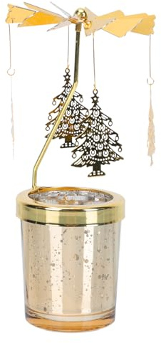 Teelicht Karussell Weihnachten Gold Kerzenhalter: Teelicht Karussell Weihnachten Gold Weihnachtsbaum Rotierender Kerzenständer Xmas Deko Ornamente