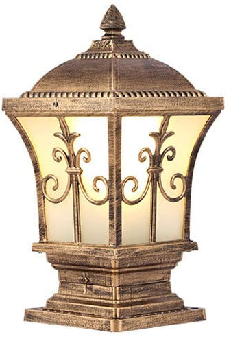 MODEBHD Lampada da Esterno a palo in Composito Decorativo Vintage con Base per Montaggio su molo Alloggiamento in Bronzo 7 H X 6,3 W per Lampada da Giardino da Giardino con Montaggio su palo