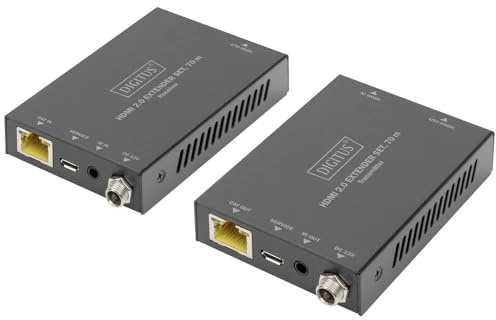 DIGITUS Kit d'extension HDMI 2.0, 70 m 4K / 60 Hz, 18 Gbit/s, HDCP 2.2, HDR, PoC