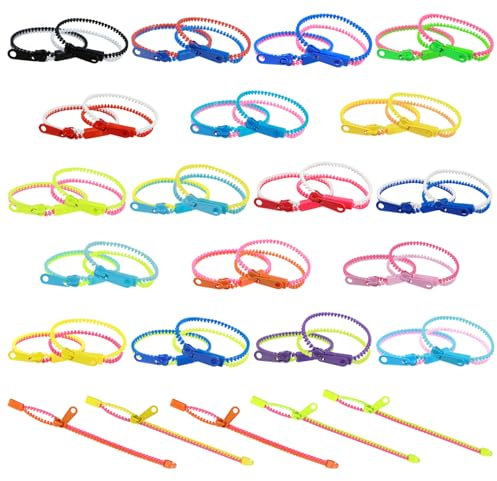 Bomtop 36 Pezzi Braccialetti Bambini Bracciali con Cerniera Bracciali Amicizia Braccialetti per Feste Gadget Compleanno Bambini Natale Feste Regali