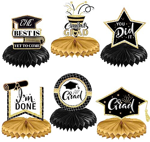 6 Pcs Honeycomb Centerpiece for 2025 Graduation Decorations, Table Honeycomb Decoration for 2025 Graduate,2025 Honeycomb Centerpiece Graduate Celebrations Family Graduating Party Supplies