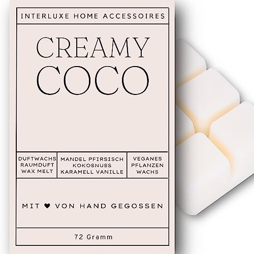 Interluxe Duftmelt Wachsmelt Creamy Coco Kokosnuss angenehm duftend Waxmelt 100% pflanzlich Duftwachswürfel Wachs mit Duftöl