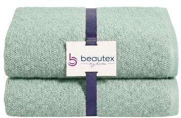 BEAUTEX Handtücher 2er Set 50x100 Mintgrün 550 g/m² Baumwolle | Weiche Frottierqualität aus 100 % europäischer Baumwolle, Oeko-Tex, saugstark und bis 60 °C waschbar.