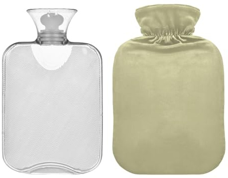 Sage Klassische Wärmflasche mit Bezug, 2 l, süße Wärmbeutel, warmer Wasserbeutel für Nacken, Schultern und Beine, Schmerzlinderung, Menstruationsbeschwerden