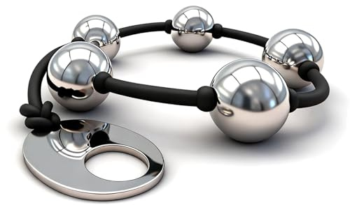 Metal Anal Balls 5 Beads Dilator Masturbator with Elastic Silicone Cord and Safe Pull Ring Small Anal Beads for Beginners Prostate Massager Vaginal Dilator Butt Plug Trainer Sex Toys for Men Women