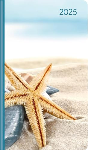 Alpha Edition - Ladytimer Slim Sea Star 2025 Taschenkalender, 9x15,6cm, Kalender mit 128 Seiten, Notizbereich, Info- und Adressteil, Monatsübersicht und internationales Kalendarium