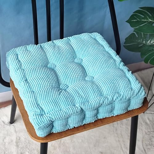 Cojín de asiento para exterior, juego de 2 cojines para silla de 50 x 50 cm, cojines gruesos, cojines para el suelo, para exteriores para banco y silla de jardín (cuadrado, azul cielo, 50 x 50 cm)