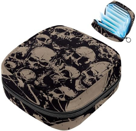 JAVENPROEQT Borsa portatile per assorbenti igienici, borsa per coppette mestruali femminili per ragazze adolescenti, kit per primo ciclo mestruale, motivo lupo grigio freddo blu, Multicolore 02,