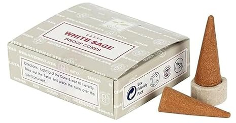 HOSTENATURA SATYA Conos de Incienso Salvia Blanca - White Sage - Paquetito de 12 Conos
