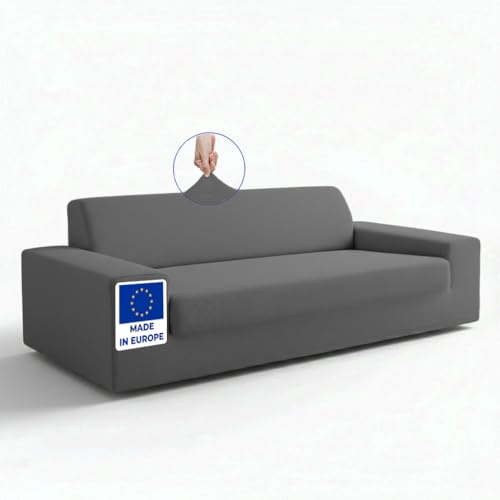 BLUZIMAN® Super Elastischer Sofabezug 3-Sitzer - Oeko-TEX Zertifizierter Couch Überzug, rutschfeste Sesselüberwurf, Universal Passform, Jacquard-Stoff (Grau)