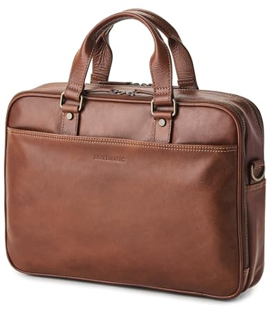 DRAKENSBERG Leder Aktentasche 'Aurelio' für Herren, 2 Hauptfächer, luxuriöse 16 Laptoptasche für Büro, Arbeit, Reise, 11L