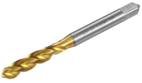 QUARKZMAN Taraud à Filetage en Spirale M6 x 0.5, en Acier Rapide (HSS) Revêtu de Titane, pour Machine à Fileter à 3 Cannelures, Tolérance H2