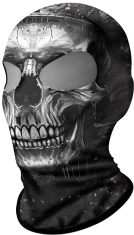 ShopINess 3D-Sturmhaube Totenkopf Unisex Zwei Loch Sturmhaube für Erwachsene für Motorrad Sport Partys Halloween und Karneval