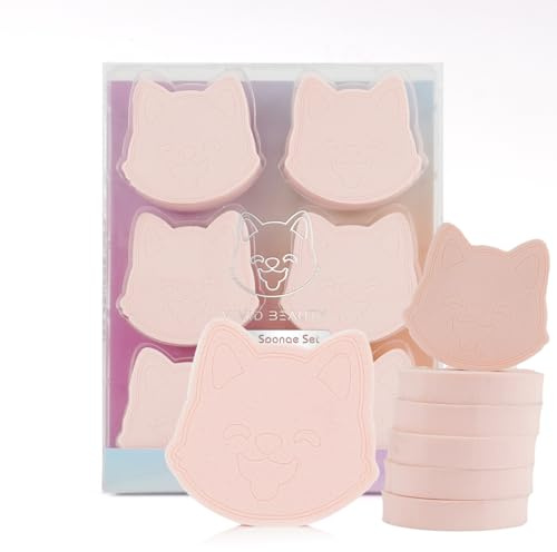 Livlig skönhet 6 st söta rosa makeupsvamp-set – icke-latex, mjuka och säkra skönhetsblandarsvampar för foundation, vätska, kräm och pulver – multifunktionella sminksvampar för blandning