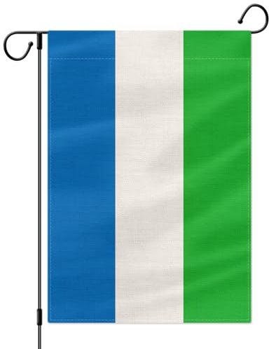 PTEROSAUR Bandera de jardín de Sierra Leona, banderas pequeñas nacionales de Sierra Leona, arpillera de doble cara de 12 x 18 pulgadas para decoración de casa, patio, césped, interior y exterior