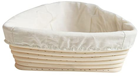 Amosfun 2piezas Cestas De Fermentación Triangulares Cesta De Pan Artesanal De Tejida Mano Con Funda De Lino Para Profesionales y Domésticos
