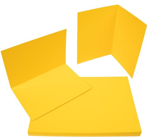PresentFill® Klappkarten blanko in Sonnen Gelb - 50 Faltkarten A6, Klappkarte ideal zum Karten selbst gestalten, beschriften oder bedrucken - passend für C6 Umschläge