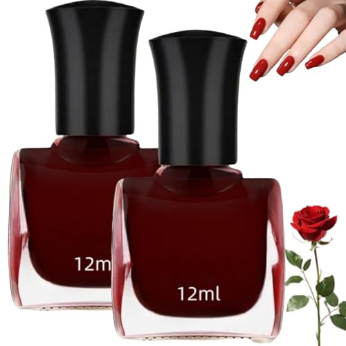 2PCS Bright Cherry Red Nail Varnish - Long-Lasting & Quick Dry Formula for DIY Nail Art