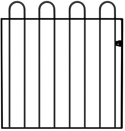 Court Hoop Top Metal Garden Gate 1000mm Gap x 950mm High Galvanised Wrought Iron Style Swing Gate CRZP05