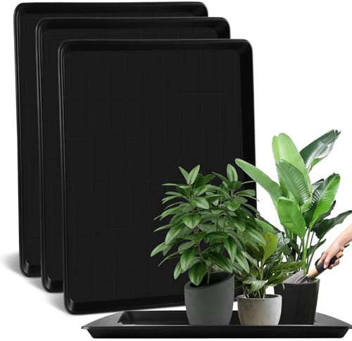 CODOHI 3 Stück Große Anzuchtschalen, 90 x 60 cm, Kunststoff Pflanzschalen für Garten, Gewächshaus, Pflanzenanzucht und Hydrokultur, Schwarz