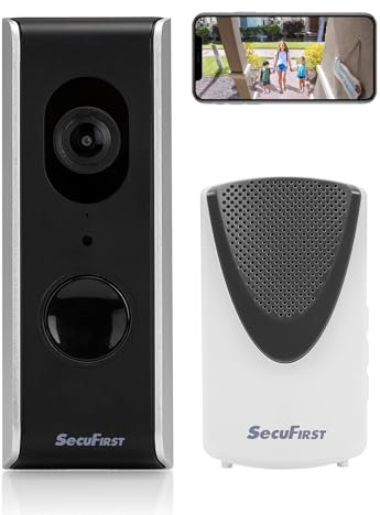 SecuFirst Campanello con fotocamera con Chime, campanello video cablato, campanello WLAN per porta d'ingresso esterno, impermeabile, scheda di memoria 64G, audio a 2 vie, nero e argento