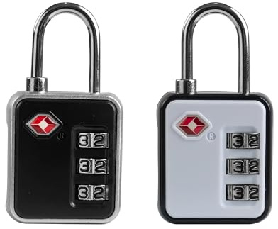 UP Security TSA-Approved Combination Padlock - Durable, Resettable, Compact Travel Lock for Luggage, Suitcase, Gym Locker, and More (Black+White)