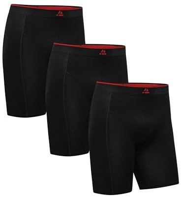 DANISH ENDURANCE Bamboo Boxers Mens, Long Leg Boxers for Men, Anti Chafing, Breathable Underwear, Soft Antibacterial Pants, 3 or 6 Pack