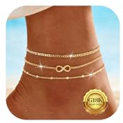 Nelytiya Bracelets de Cheville Argent Sterling 925 Pour Femme Imperméable à l'Eau Hypoallergénique Or Bracelets De Cheville Pour Femme Ensemble