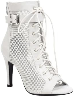 Genérico Sandalias Mujer Tacon Fino Fiesta Botas de Baile Heels con Cordones Zapatos Punta Abierta Botines de Baile con Tacón Alto Salsa y Bachata de Salon Sandalia Elegantes Moda Calzado de Danza
