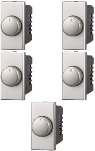 5 MODULI DIMMER, GRIGIO, COMPATIBILE CON BTICINO AXOLUTE, REGOLAZIONE 100W - 1000W, MODULI E FRUTTI 100% COMPATIBILI, MATERIALI DI ALTA QUALITA'