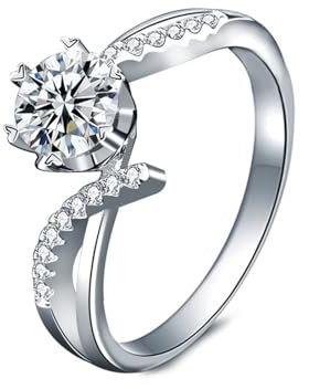 Tolldek Trauringe Weißgold 585 14K, Klassiker Partnerringe mit Labor Diamant 1ct VVS1, Freundschaftsringe Au585 Gold Damen Echtgold Schmuck, Gr.58 (18.5)
