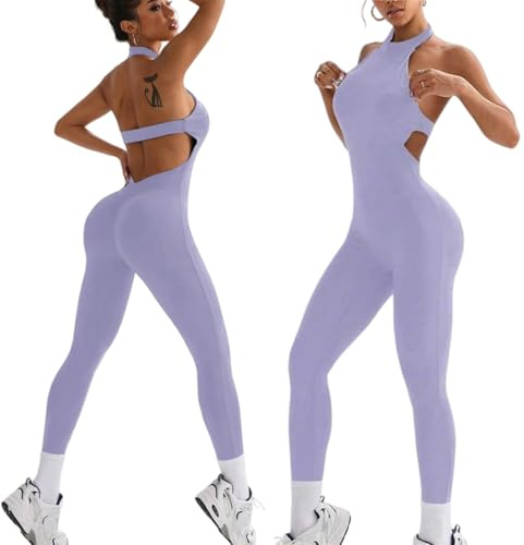 XDSP En-delad träningsdräkt för kvinnor Sport Dam utan sömmar Stretchig elegant rygglös justerbar body Jumpsuit En-delad träningsdräkt Sportkläder Gym Fitness Yoga, M