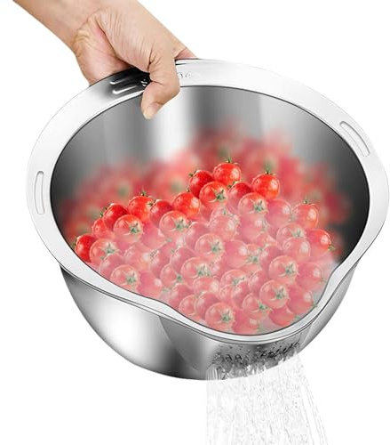 Colador de verduras de acero inoxidable 304 | Colador de arroz de alimenticio | Cuenco grande de inclinada para vajilla | Cuenco | Cuenco |