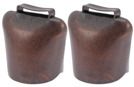 HOUDERCO Campanelli Per Bovini 2 Pezzi Campane in Ferro Zincato Campanacci Per Mucche Medi Leggeri Placcatura Rossa Per Bestiame Da Pascolo