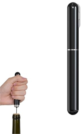 Pen-Shaped Air Pressure Wine Bottle Opener with Cutting Wine Bottle Foil Knife, Stainless Steel Opening Wine Bottle Corks (1pcs, Black)