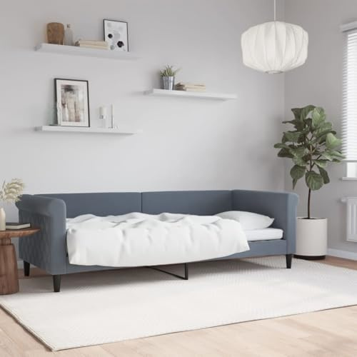 Qnhdfrt Tagesbett Dunkelgrau 80x200 cm Samt Modernes Design 2 in 1 Schlafsofa als Gästebett mit Metall Massivholz Gestell für Wohnzimmer und Schlafzimmer