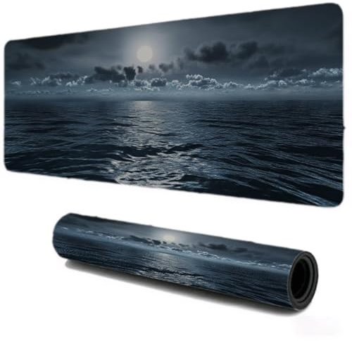 Alfombrilla Ratón Gaming 800x400, Mejora Velocidad y Precisión, Negro Área del mar Mouse Pad Antideslizante, Alfombrillas Raton de Oficina y Casa, Accesorio Gaming para Ordenador Ratón Teclado S-164