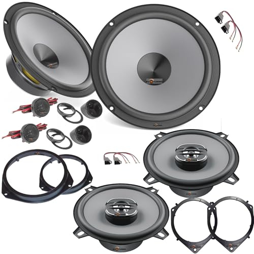 EvoTuning Kit 6 Casse Altoparlanti Hertz per Fiat Grande Punto, Anteriori e Posteriori, Set 2 Woofer 165 mm+2 Tweeter +2 Coassiali 13 cm 480W +4 Anelli e Cavi Adattatori