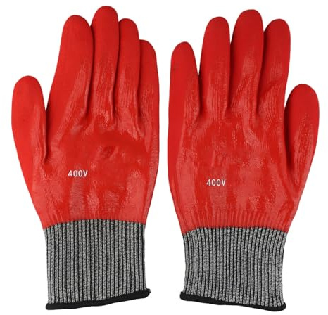 Zilimontt Red 400V Insulating Work Gloves for Electrical Safety, PPE Certified Anti-Electricity Rubber Gloves with 360° Voltage Protection, Touchscreen Compatible,
