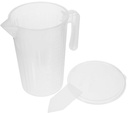 Mikinona Vaso Medidor de Plástico de 2000 Ml Tapa Deslizante, Jarra Medidora Graduada de Doble Escala, Material Reforzado Grueso, Apto para Cocina Doméstica y Profesional Reutilizable