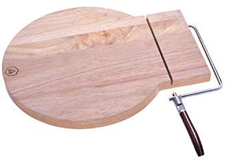 LAGUIOLE - Cheese/Foie gras Cutting Board - Rubber Wood - Lyre in Stainless Steel with Wooden Handle - Essential for Your Christmas Meals