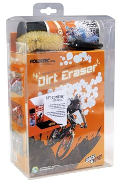 FOLIATEC Dirt Eraser smutsväg cykel skumrengöring och citrusrengöringsset mikrofiberduk rengöringsborste, 400 ml 150 ml